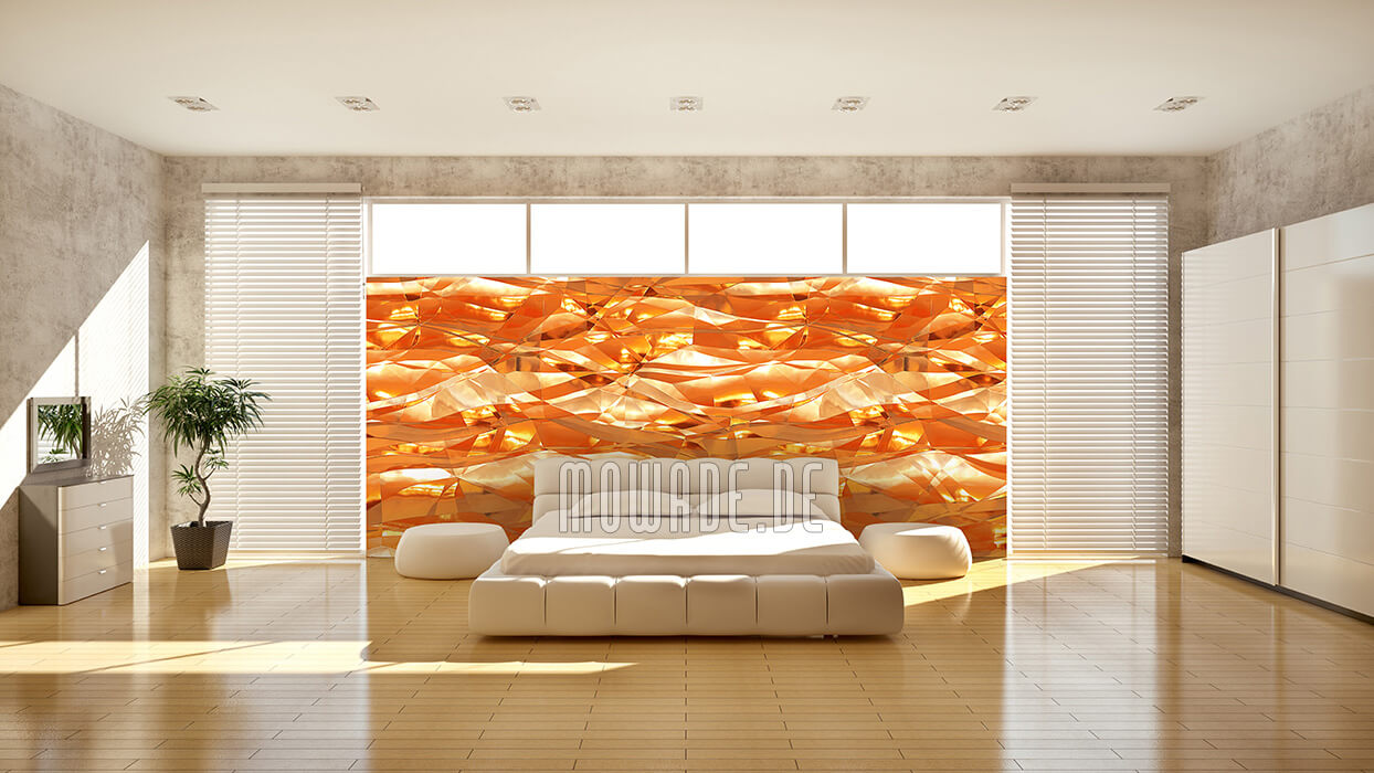 stylisches wanddesign orange vliestapete wohnzimmer metall-look knitter-crush
