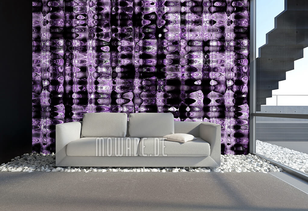 stylisches wandmotiv violett schwarz tapete metall-optik