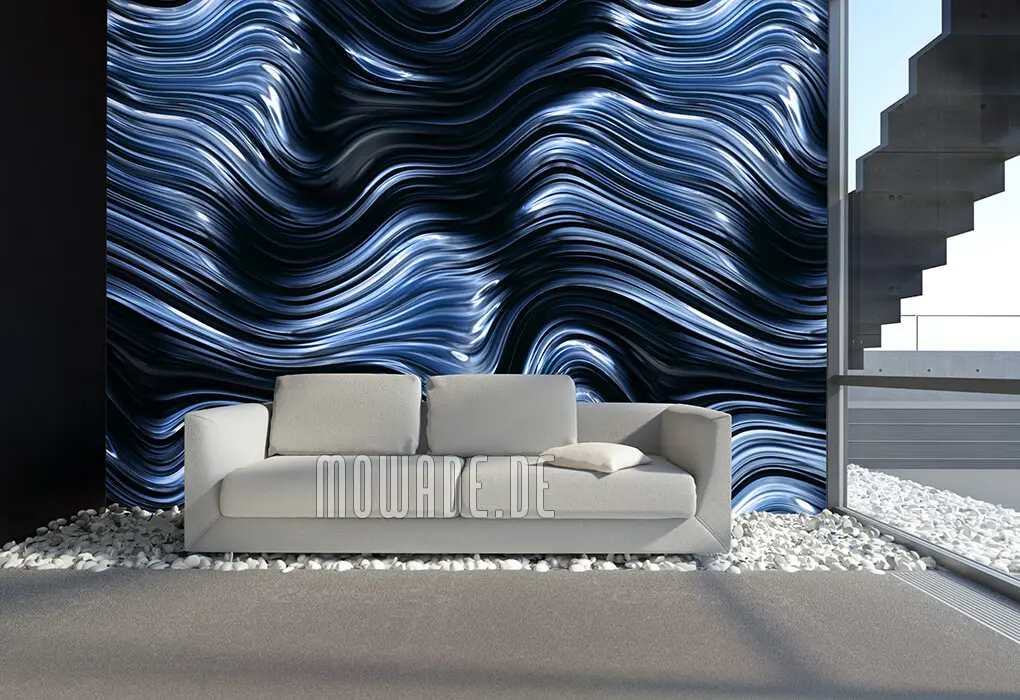 moderne bild-tapete blau schwarz wellen-muster vlies wohnzimmer-lounge moderne bild-tapete blau schwarz wellen-muster vlies wohnzimmer-lounge