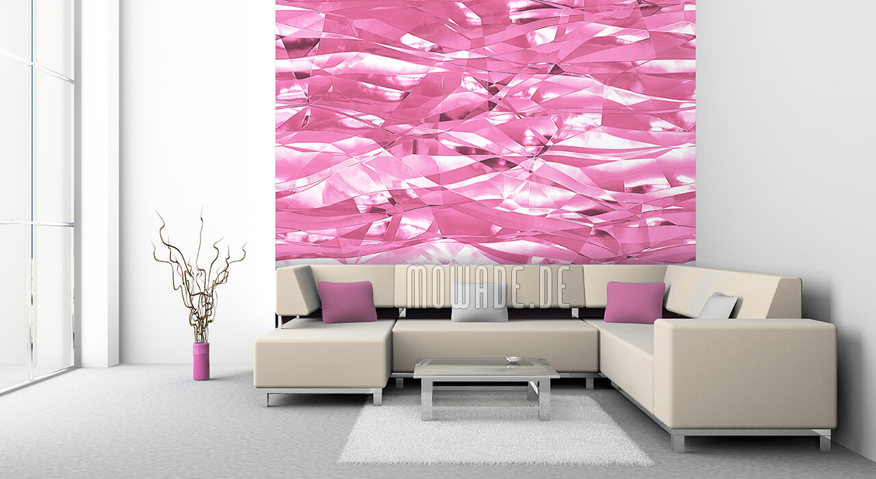 stylische rosa tapete metall look knitter-optik