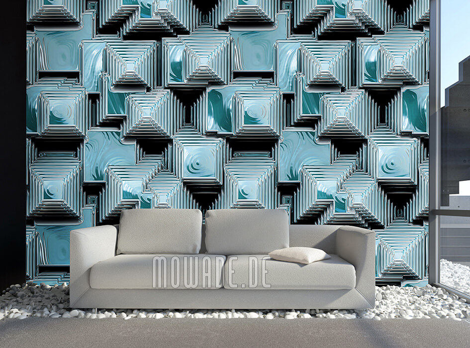 bild tapete tuerkis 3d-optik wohnzimmer pyramiden-stadt