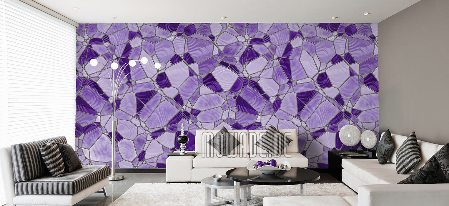 design tapete mosaik violett flieder wohnzimmer hotel vlies