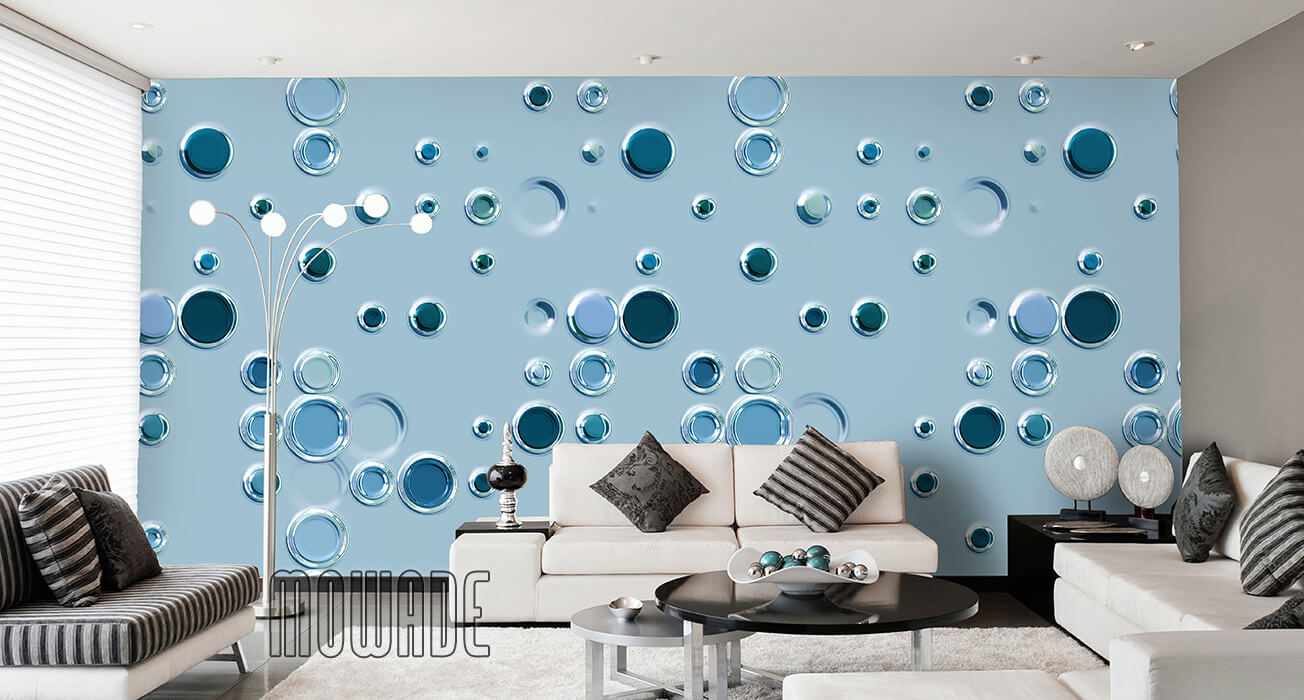 extravagante tapete tuerkis punkte kreise vlies lounge wohnzimmer design