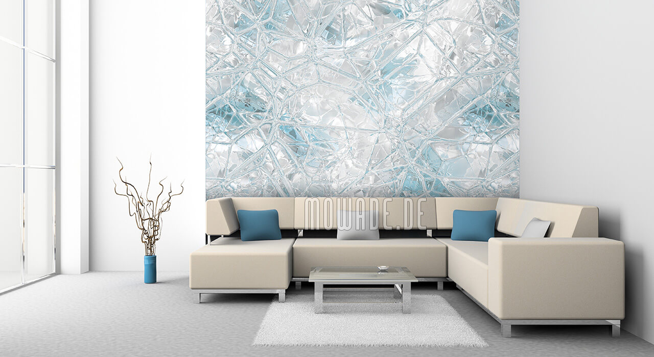 wandgestaltung weiss pastell tuerkis glas-mosaik bild-tapete