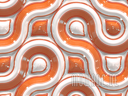 tapeten retro design orange weiss wellen-muster