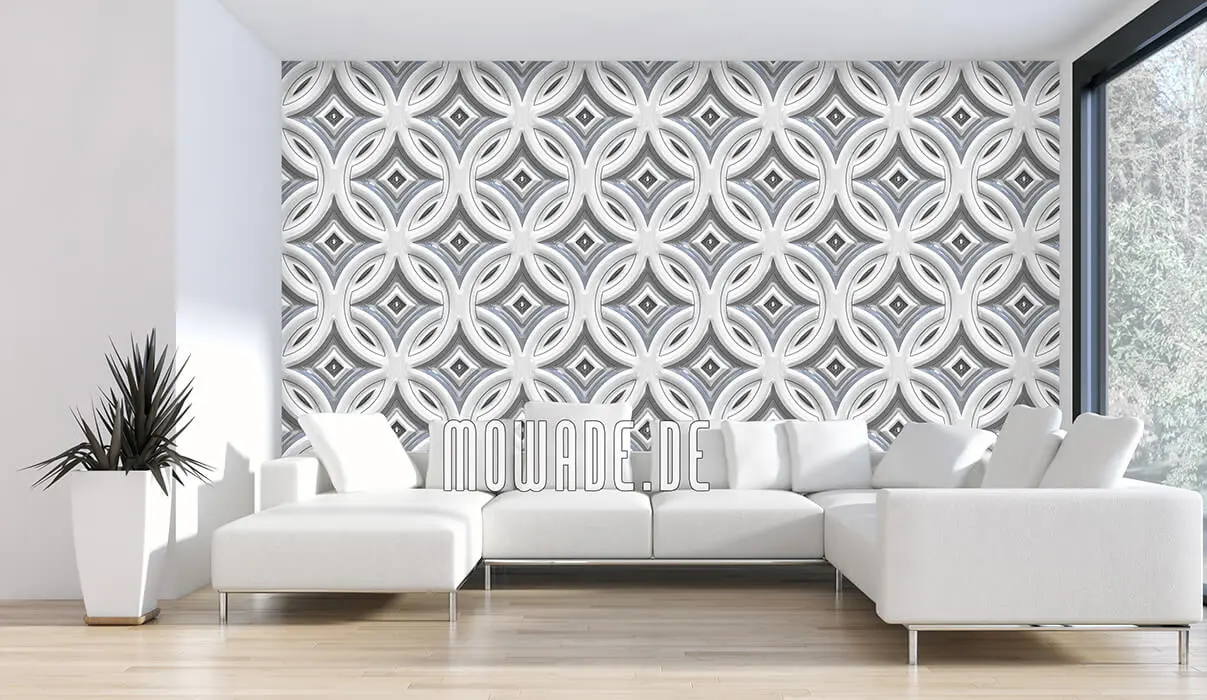 fototapete retro hellgrau weiss kreise mit sternen relief-optik fototapete retro hellgrau weiss kreise mit sternen relief-optik
