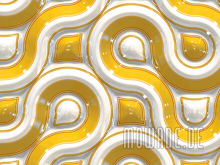 vliestapete retro design gelb weiss kurven-band 3d-optik