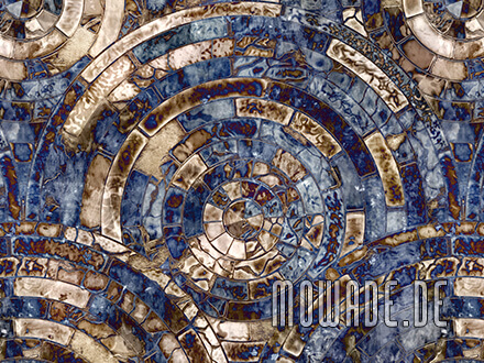 wandmotiv antik-optik blau braun mosaik kreise tapete
