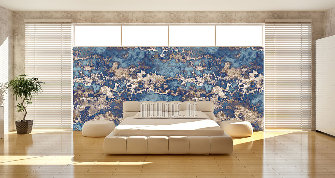 vliestapete blau braun antikes mosaik