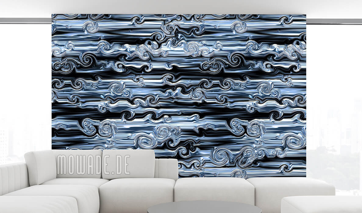 vliestapete blau schwarz abstrakt 3d-look