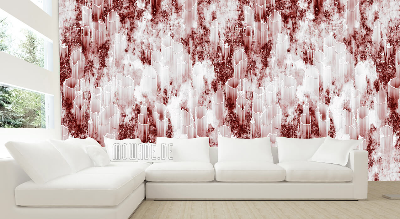 moderne wohnzimmer tapete rot weiß