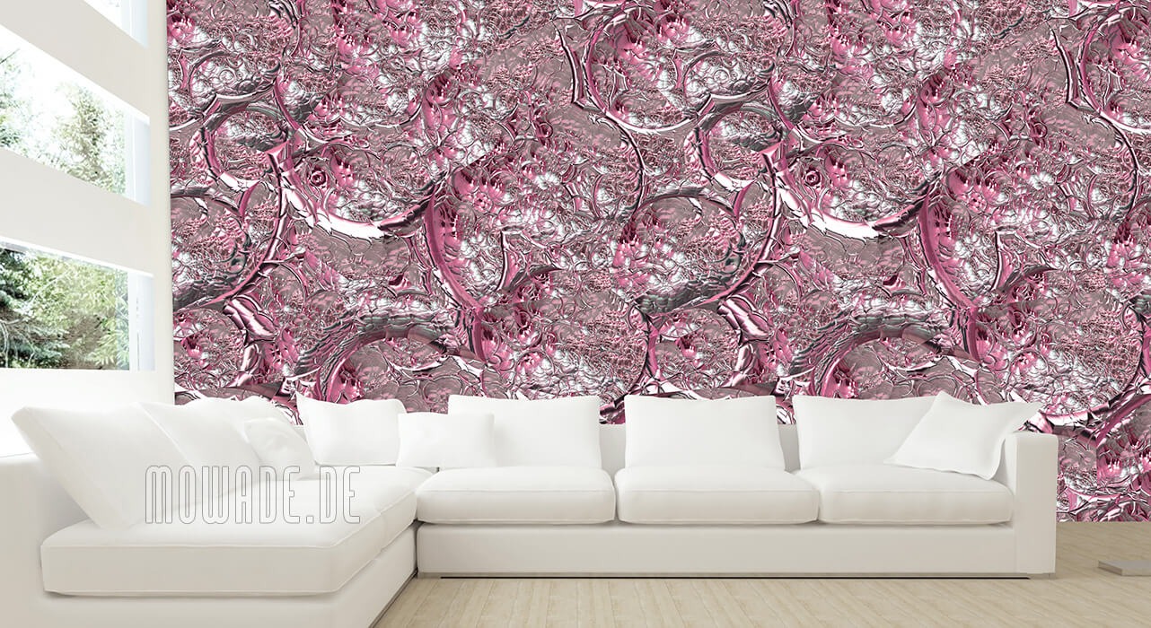 wandtapete rosa grau elegante struktur wohnzimmer