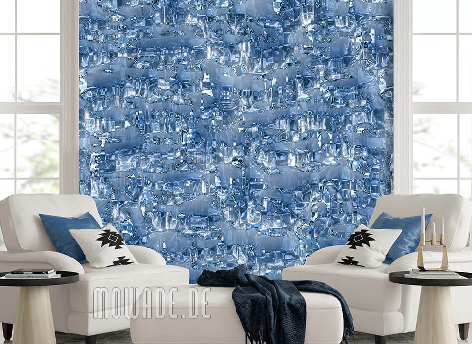 extravagante tapete blau wohnzimmer edles muster