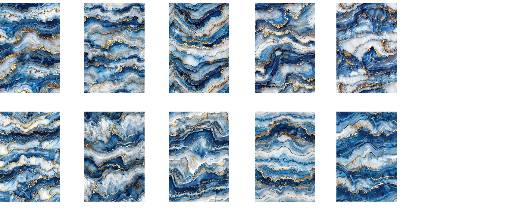 10er Pack Hochformat blauer Marmor