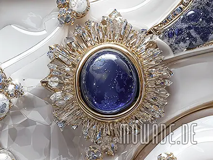 extravagante tapete blau gold weiss diamanten