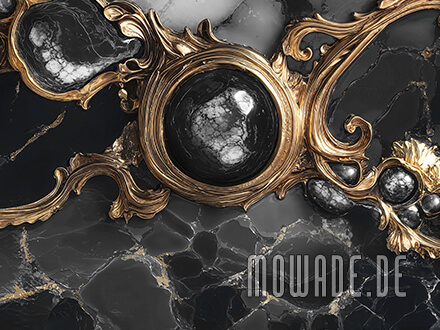 vliestapete schwarz gold neo-barock ornament marmor
