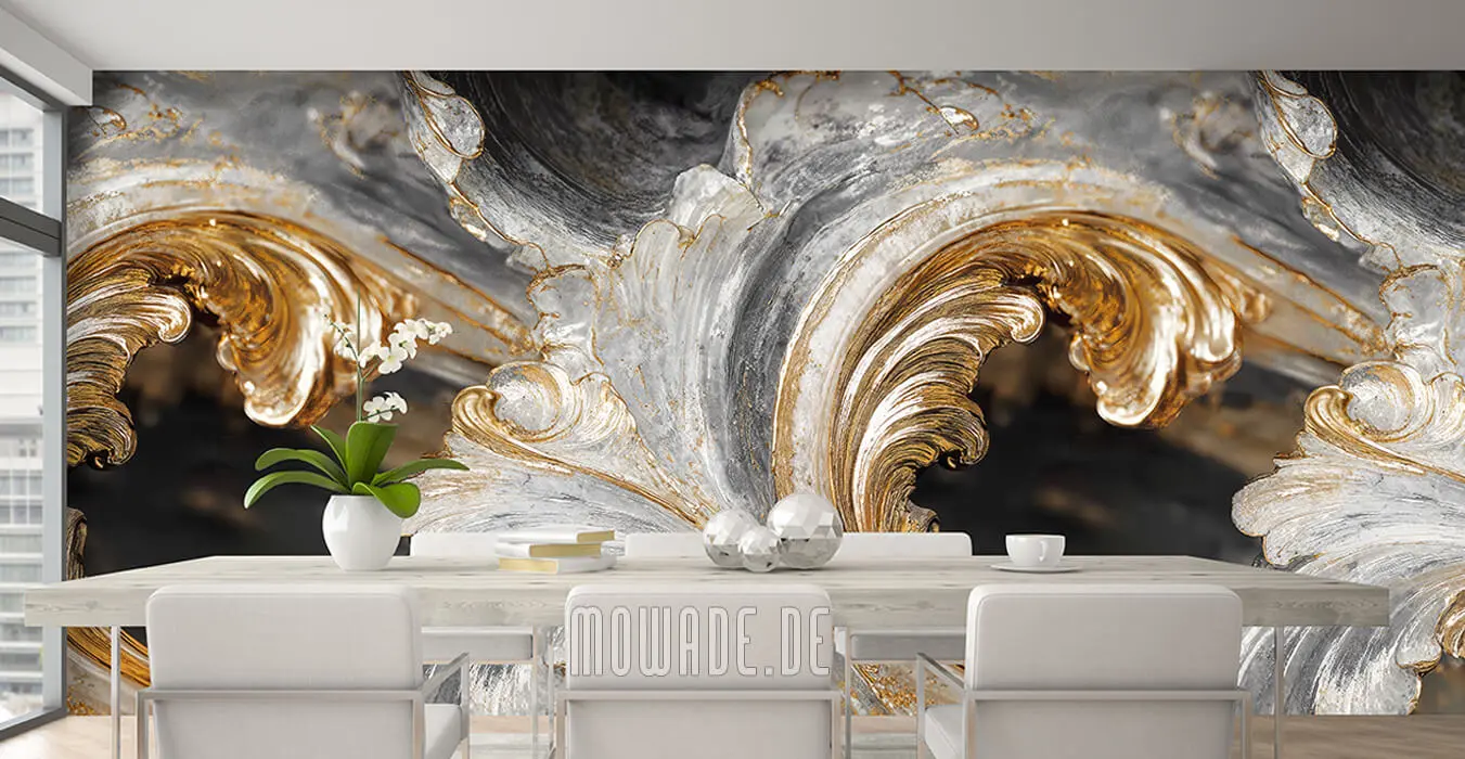 exklusive tapete neo-barock ornament grau weiss gold exklusive tapete neo-barock ornament grau weiss gold