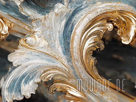 neo-baroque wallpaper large ornament turquoise gold