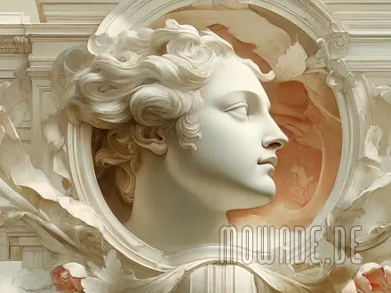 photo-mural stucco woman portrait cream orange