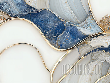 moderne fototapete abstrakt wellenform weiss blau gold