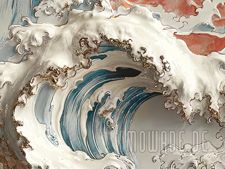 vliestapete grosse welle tuerkis creme-weiss rot