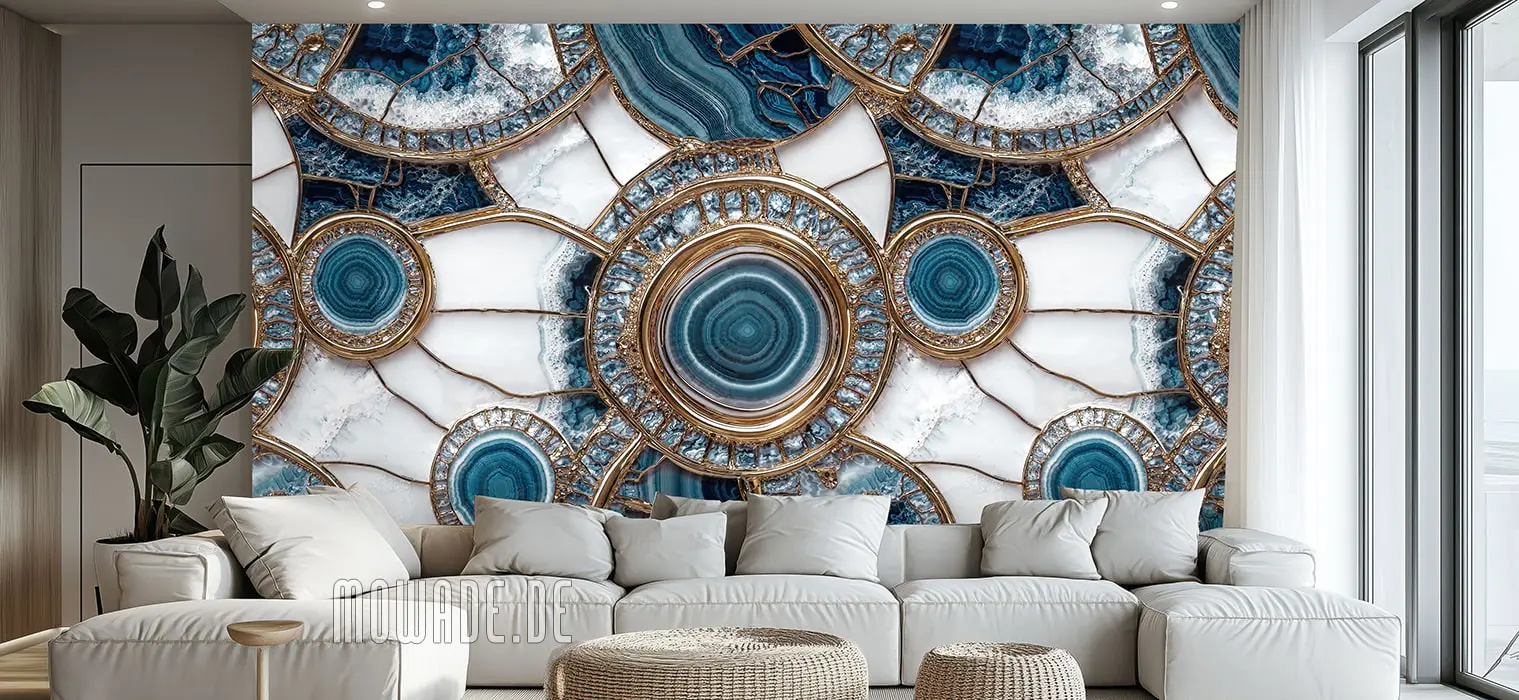 extravagante tapete tuerkis weiss gold steinoptik extravagante tapete tuerkis weiss gold steinoptik