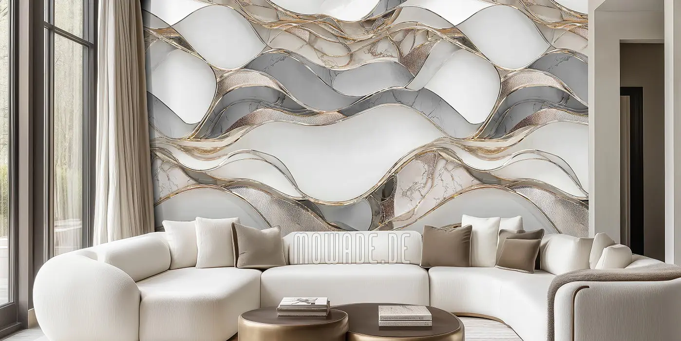 bildtapete elegante wellen grau weiss gold bildtapete elegante wellen grau weiss gold