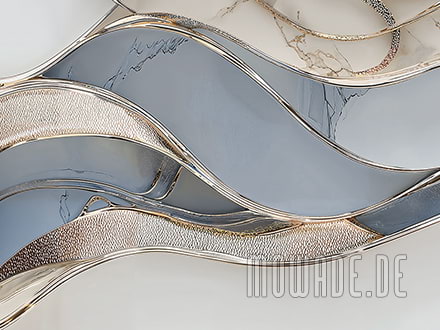 non-woven wallpapers elegant waves white pastel-blue gold