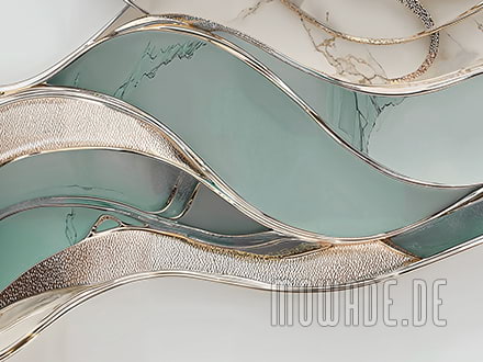 non-woven wallpapers elegant waves white pastel-green gold
