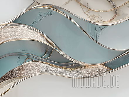 non-woven wallpapers elegant waves white pastel-turquoise gold