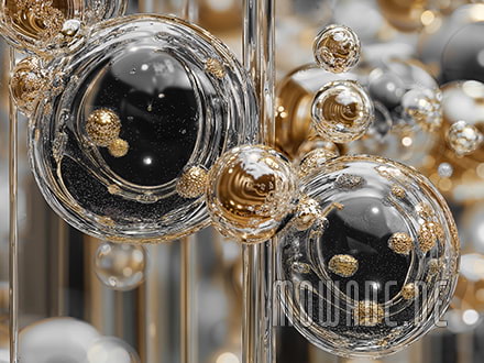 noble non-woven wallpaper black gold glass ball