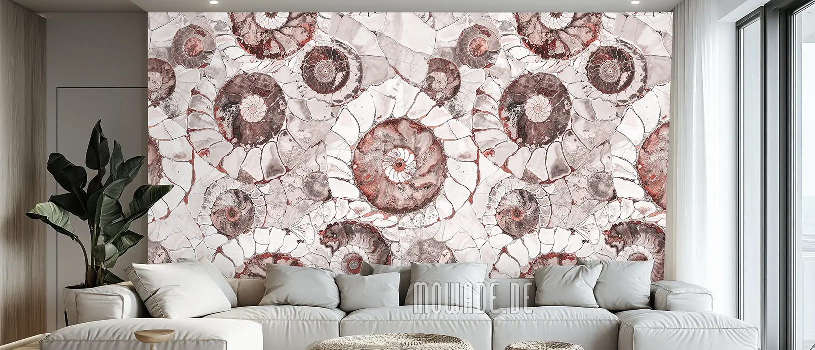 wall-mural stone-optics ammonite red wall-mural stone-optics ammonite red