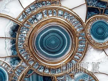 wohnzimmer-tapete tuerkis gold weiss achat kreise