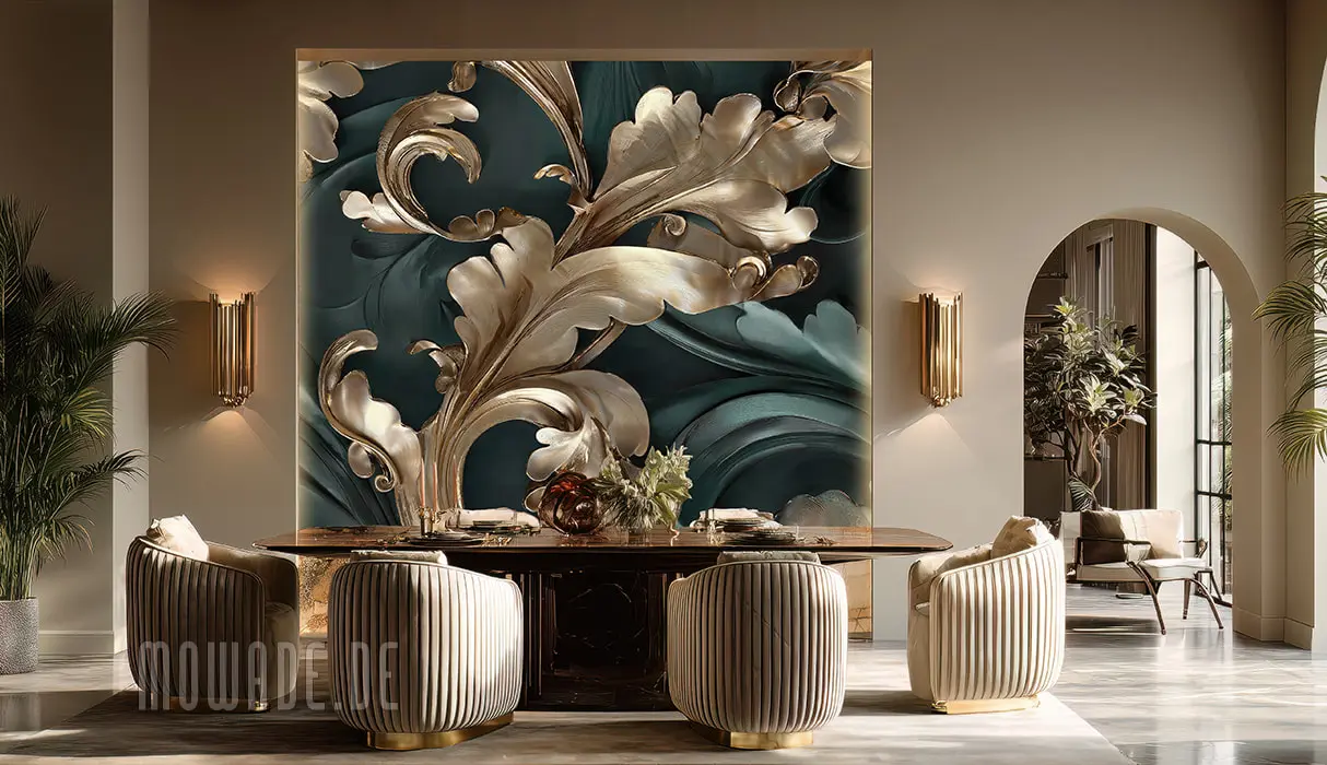 tapete neo-barock gruen gold grosses ornament acanthus tapete neo-barock gruen gold grosses ornament acanthus