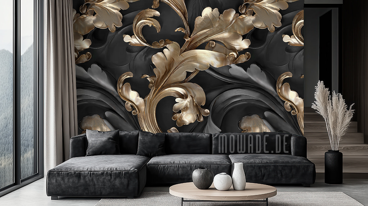 wallcovering neo-baroque ornament xxl black gold