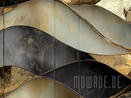wandbelag schwarz gold wellen rostiges metall-optik