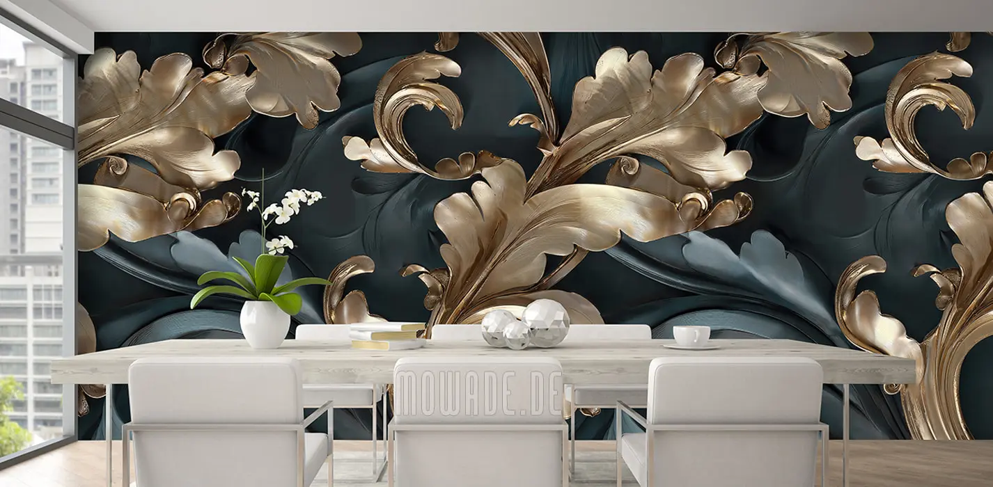 wohnzimmer-tapete tuerkis gold ornament neo-barock wohnzimmer-tapete tuerkis gold ornament neo-barock